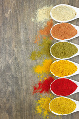 Assorted powder spices
