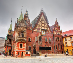 Obraz premium Wroclaw, Poland. The Town Hall on market square. Silesia