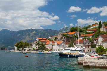 Embankment in Perast town, Bay of Kotor, Montenegro