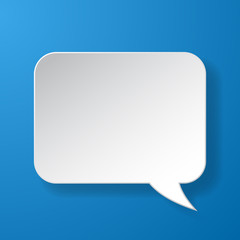 Abstract paper speech bubble on blue background