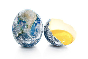 Earth in the form of broken chicken eggs.