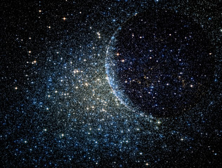 Stars clusters on the background of vast cosmic sphere.