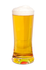 a glass full of beer isolated on white