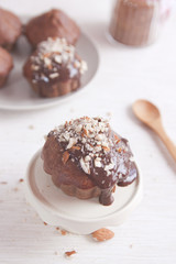 Chocolate muffin with almonds