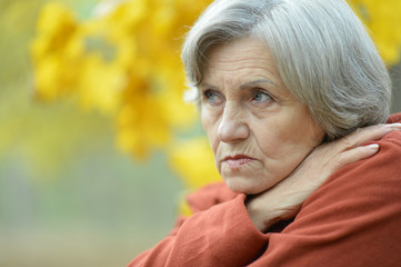 Elderly woman thinking