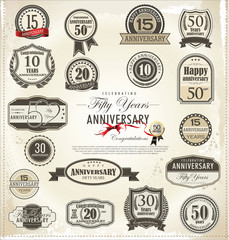 Anniversary retro badge and labels