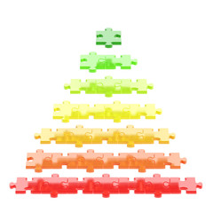 Fototapeta premium Pyramid made of puzzle pieces isolated