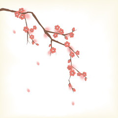 Plum blooming tree in Oriental painting style