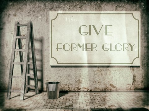 Give former glory on old building wall