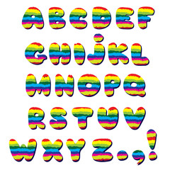 Alphabet with All Letters. Vector ABC set in Cartoon Style.