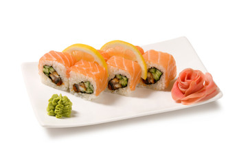 Salmon rolls caviar