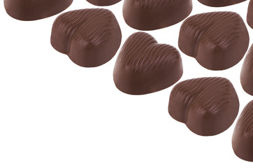 Heart-shaped dark chocolate candies