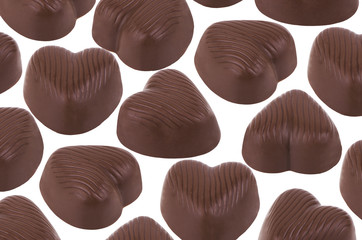 Heart-shaped dark chocolate candies