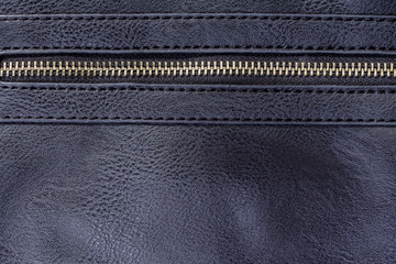 dark navy blue artificial leather with zipper for background