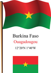 burkina faso wavy flag and coordinates