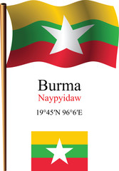 burma wavy flag and coordinates