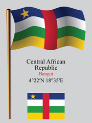 central african republic wavy flag and coordinates