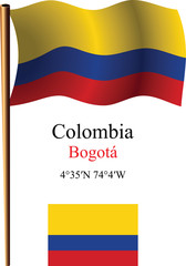 colombia wavy flag and coordinates