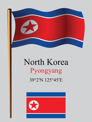 north korea wavy flag and coordinates