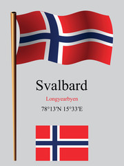 Obraz premium svalbard wavy flag and coordinates