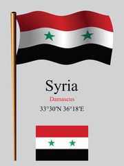 syria wavy flag and coordinates