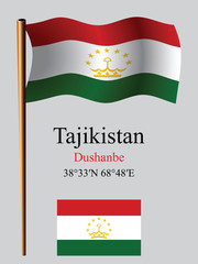 tajikistan wavy flag and coordinates