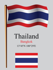 thailand wavy flag and coordinates
