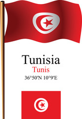 tunisia wavy flag and coordinates