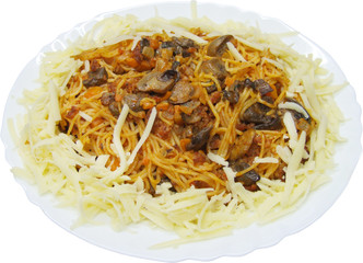 Spaghetti with chicken meal and bolognese sauce