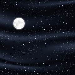 Obraz na płótnie Canvas night sky with stars, moon, meteorites