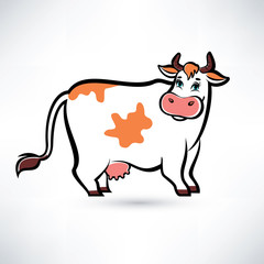 happy cow portrait, outlined vector symbol