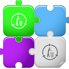 Obraz premium Recycling bin. Vector puzzle.