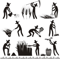 Garten Bauernhof Landwirtschaft Arbeiter Piktogramm Symbol