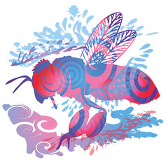 Blaue Biene beim Honigsammeln