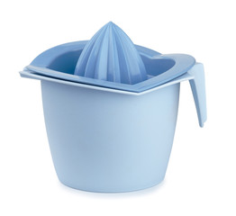 Blue plastic citrus squeezer