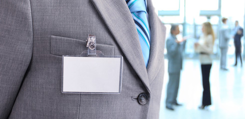 White Blank Badge on mens torso