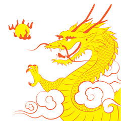 Traditional Chinese dragon with flaming pearl