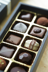 Chocolate candy in the box