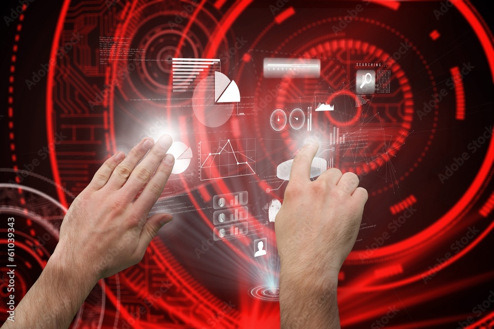 Poster Composite image of hands pointing and presenting