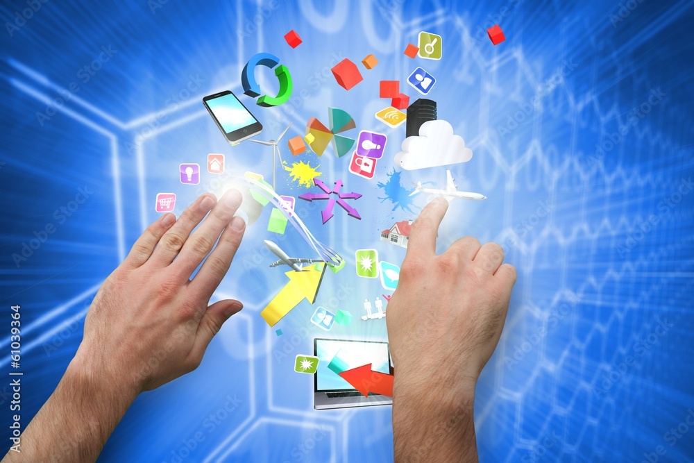 Aufkleber Composite image of hands pointing and presenting