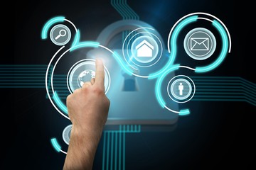 Composite image of hand pointing