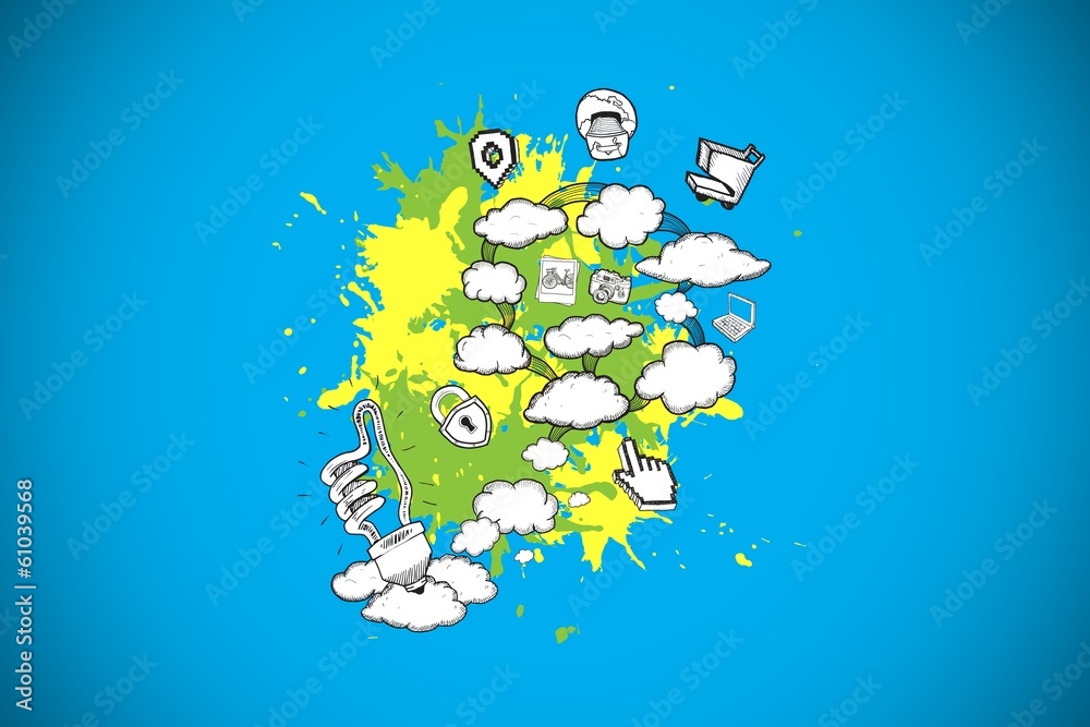 Poster Composite image of brainstorm on paint splashes