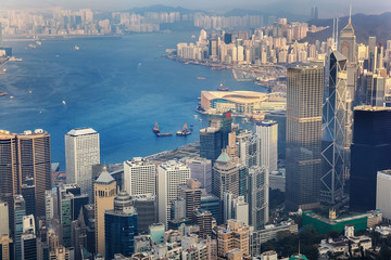 Fototapeta premium Hong Kong city skyline view from The Victoria Peak