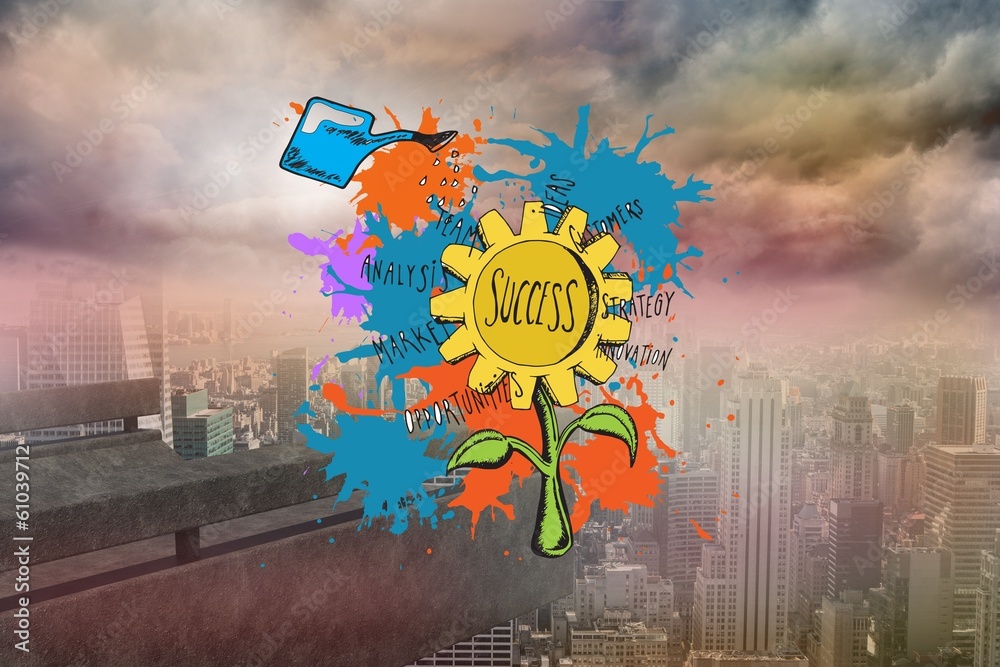Poster composite image of success concept on paint splashes