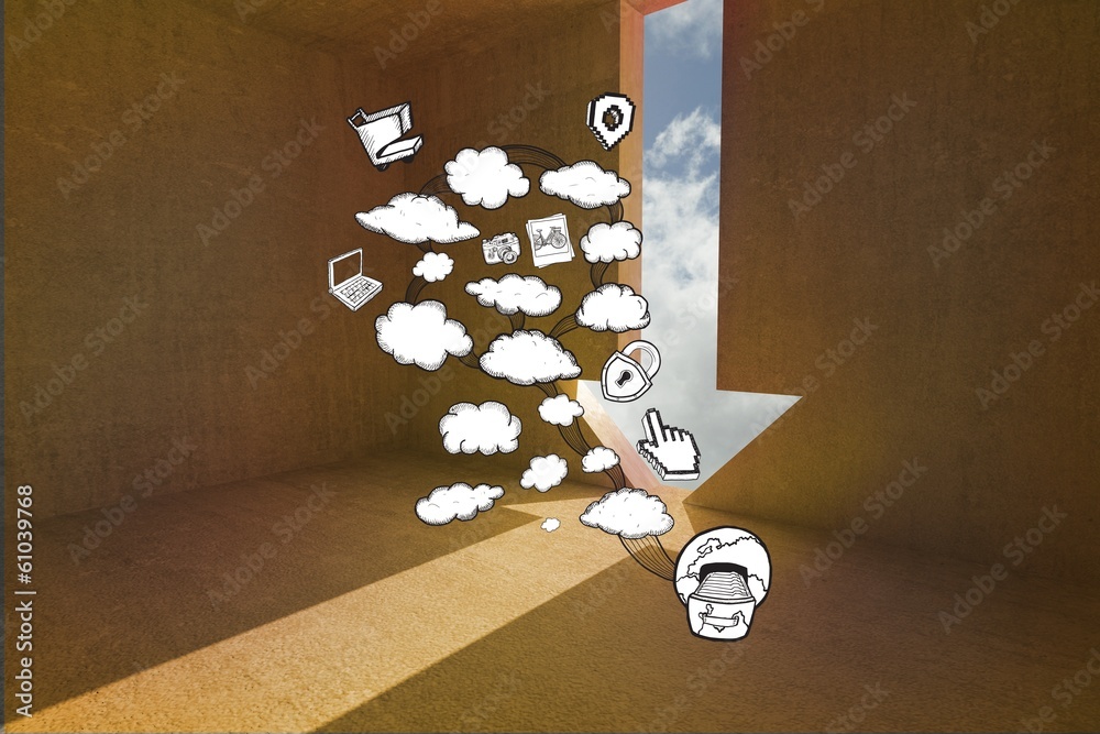 Poster Composite image of cloud computing doodle