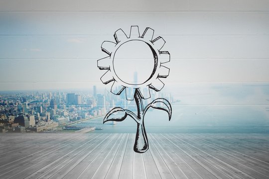 Composite image of sunflower doodle
