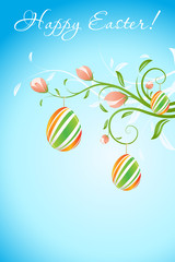 Easter Background with Decorated Eggs