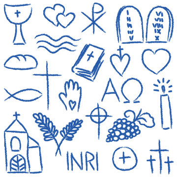 Religious chalky symbols