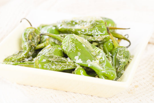 Padron Peppers - Fried green peppers with sea salt. Tapas!