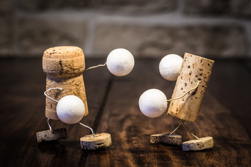 Figuren aus Korken, Konzept Sport Boxen